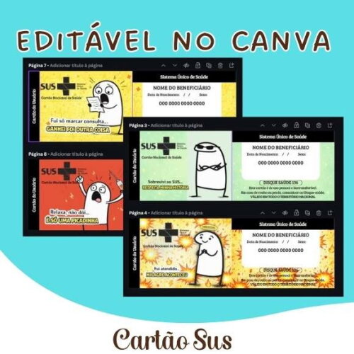Kit 10 Cartões Engraçados Sus - Editável no Canva