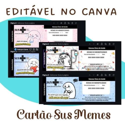 Kit 10 Cartões Engraçados Sus - Editável no Canva