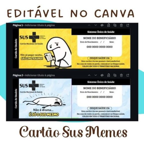 Kit 10 Cartões Engraçados Sus - Editável no Canva