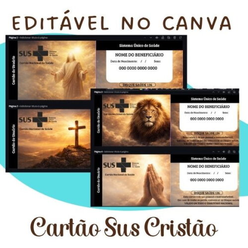 Kit 10 Cartões Cristãos Sus - Editável no Canva