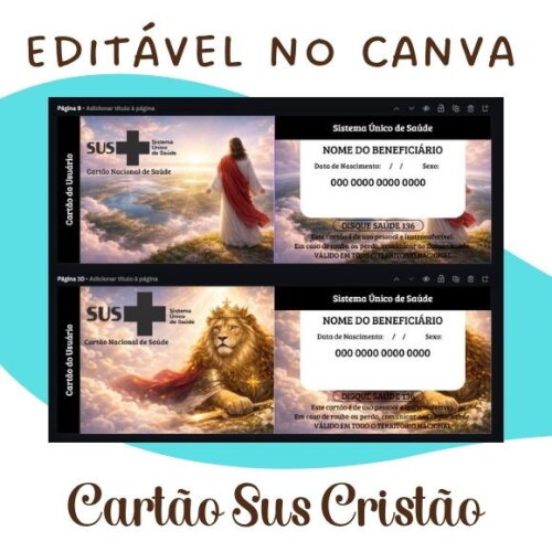 Kit 10 Cartões Cristãos Sus - Editável no Canva