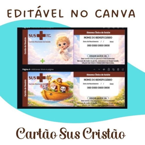 Kit 10 Cartões Cristãos Sus - Editável no Canva - Infantil