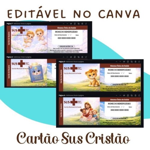 Kit 10 Cartões Cristãos Sus - Editável no Canva - Infantil