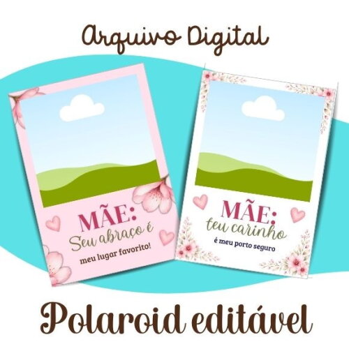 Molde Editável no Canva - Polaroid Dia das Mães