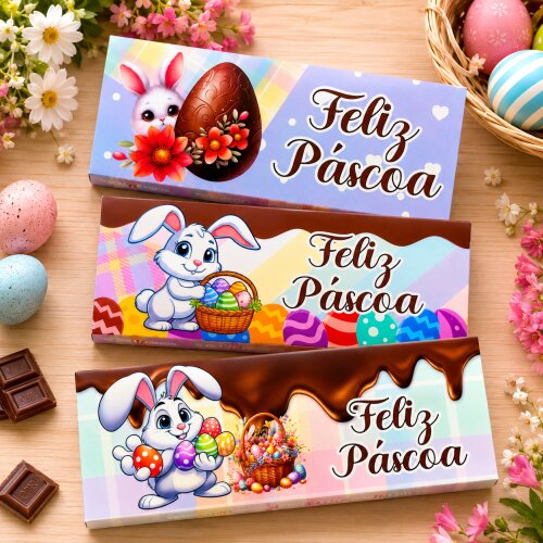 Caixa Barra de Chocolate 80g Páscoa - Arquivo Digital