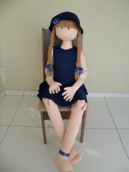 Boneca de Pano Grande 1 Metro e 40 cm Articulada Terapêutic
