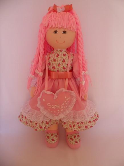 Boneca de pano grande 55 cm PERSONALIZADA pronta entrega.