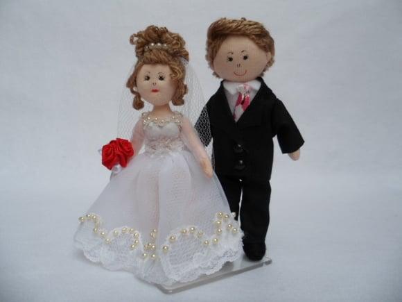 Boneco de Pano Casal de Noivos 13 cm
