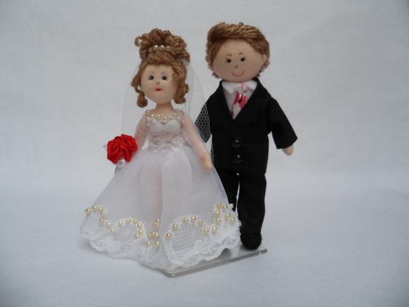 Boneco de Pano Casal de Noivos 13 cm