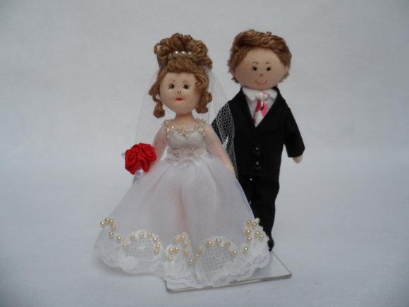 Boneco de Pano Casal de Noivos 13 cm