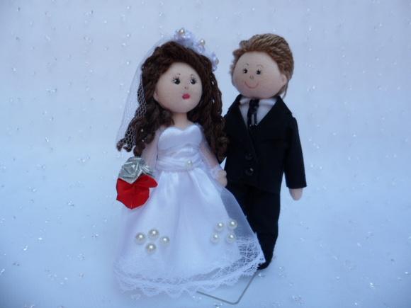 Boneco de Pano Casal de Noivos 13 cm Decoração
