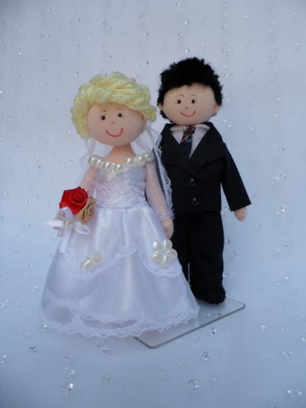 Boneco de Pano Casal Noivos 13 cm