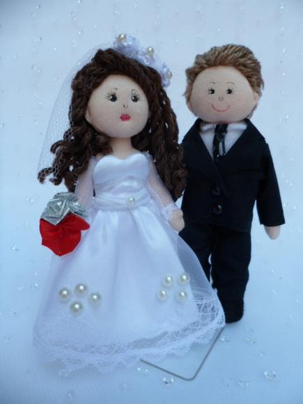 Boneco de Pano Casal de Noivos 13 cm Decoração