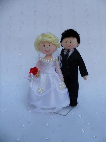 Boneco de Pano Casal Noivos 13 cm