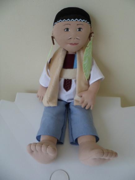 Boneco de Pano Índio 55 cm Cabeça Articulada