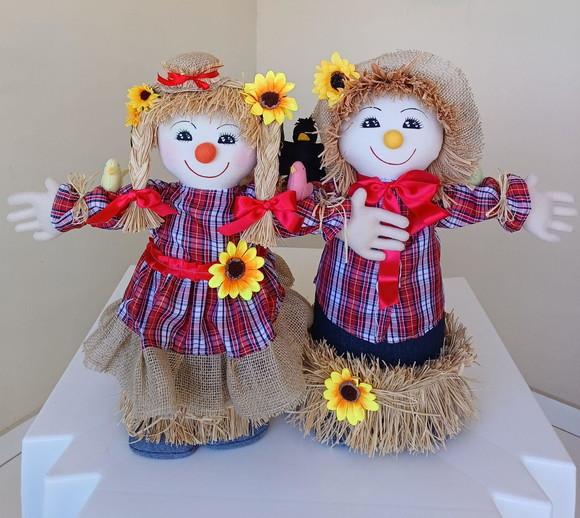 Espantalho Casal Bonecos de Pano