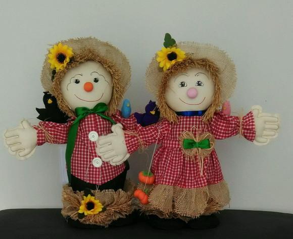 Espantalhos Casal Bonecos de Pano 48 cm