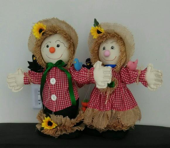 Espantalhos Casal Bonecos de Pano 48 cm