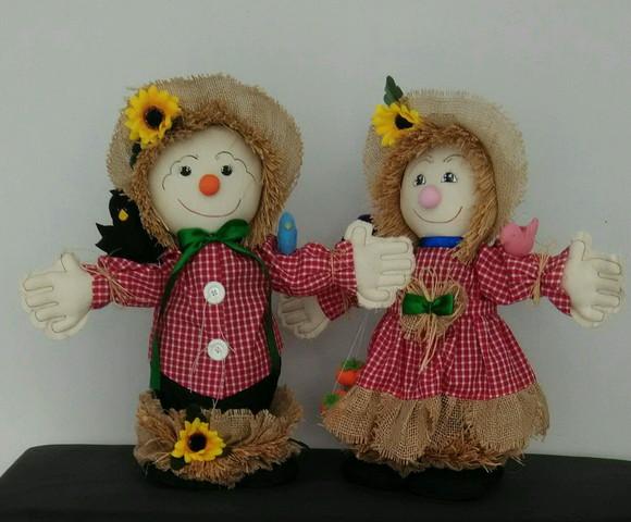 Espantalhos Casal Bonecos de Pano 48 cm