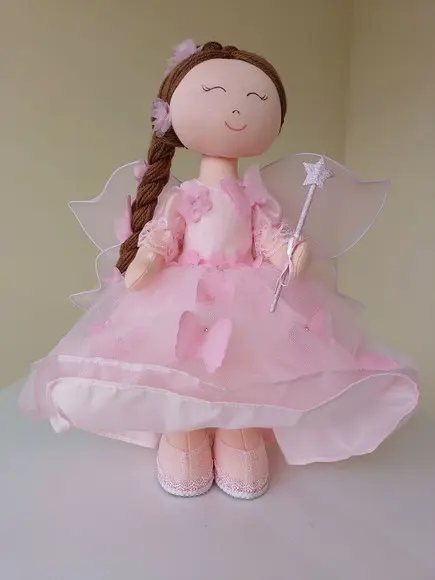 Boneca de Pano Fada 47cm Articulada para de Pé Festas