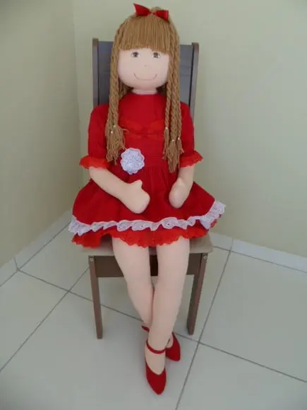 Boneca de Pano Grande 1 Metro e 45 cm para Decoração