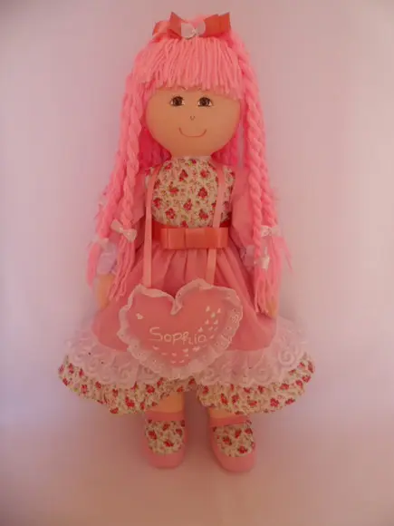Boneca de pano grande 55 cm PERSONALIZADA pronta entrega.