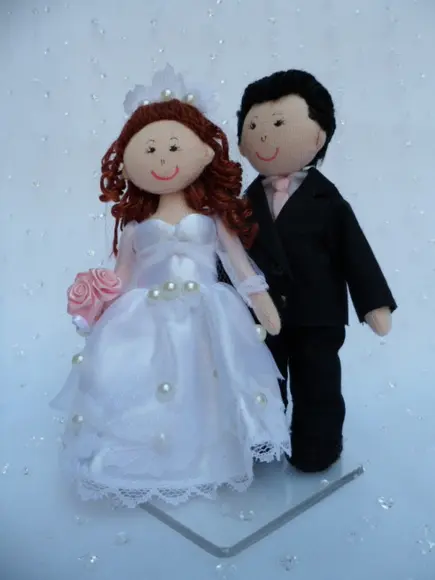 Boneco de Pano Casal de Noivos 13 cm