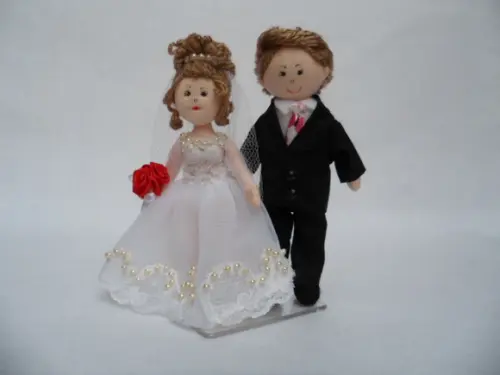 Boneco de Pano Casal de Noivos 13 cm