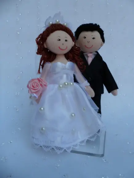 Boneco de Pano Casal de Noivos 13 cm