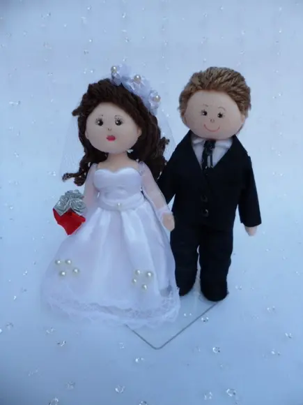 Boneco de Pano Casal de Noivos 13 cm Decoração