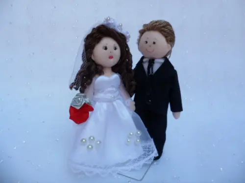 Boneco de Pano Casal de Noivos 13 cm Decoração