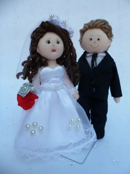 Boneco de Pano Casal de Noivos 13 cm Decoração