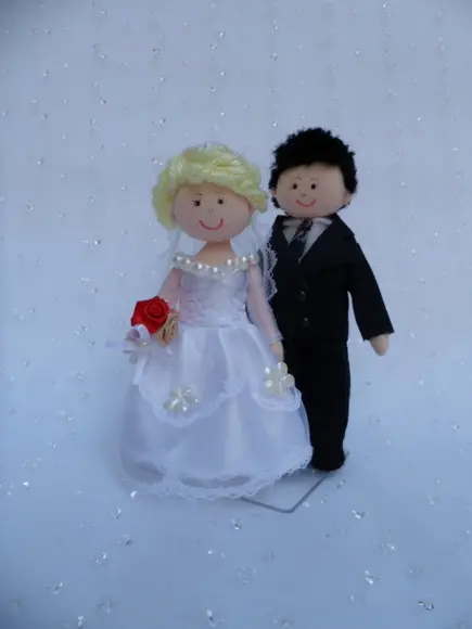 Boneco de Pano Casal Noivos 13 cm
