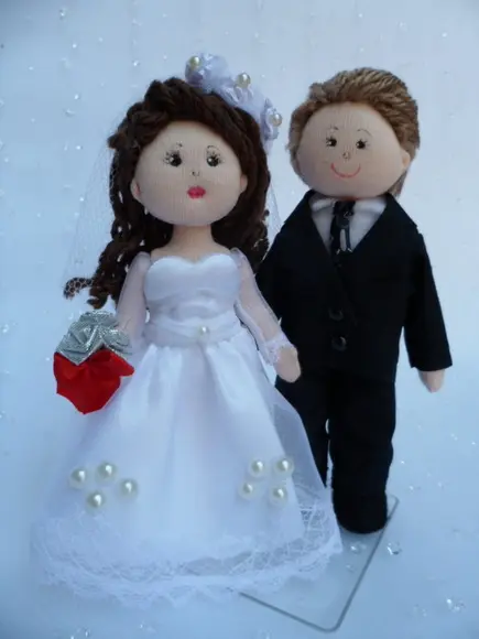 Boneco de Pano Casal de Noivos 13 cm Decoração