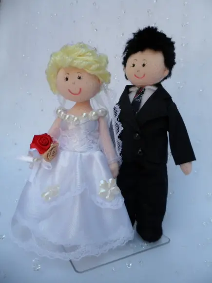 Boneco de Pano Casal Noivos 13 cm