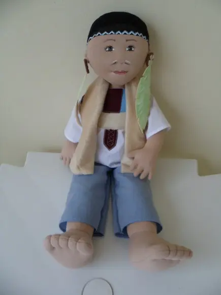 Boneco de Pano Índio 55 cm Cabeça Articulada