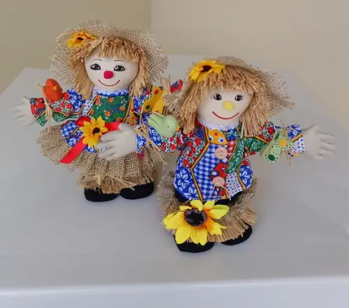 Espantalho Casal Bonecos de Pano 22 cm