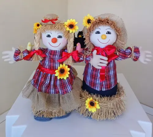Espantalho Casal Bonecos de Pano