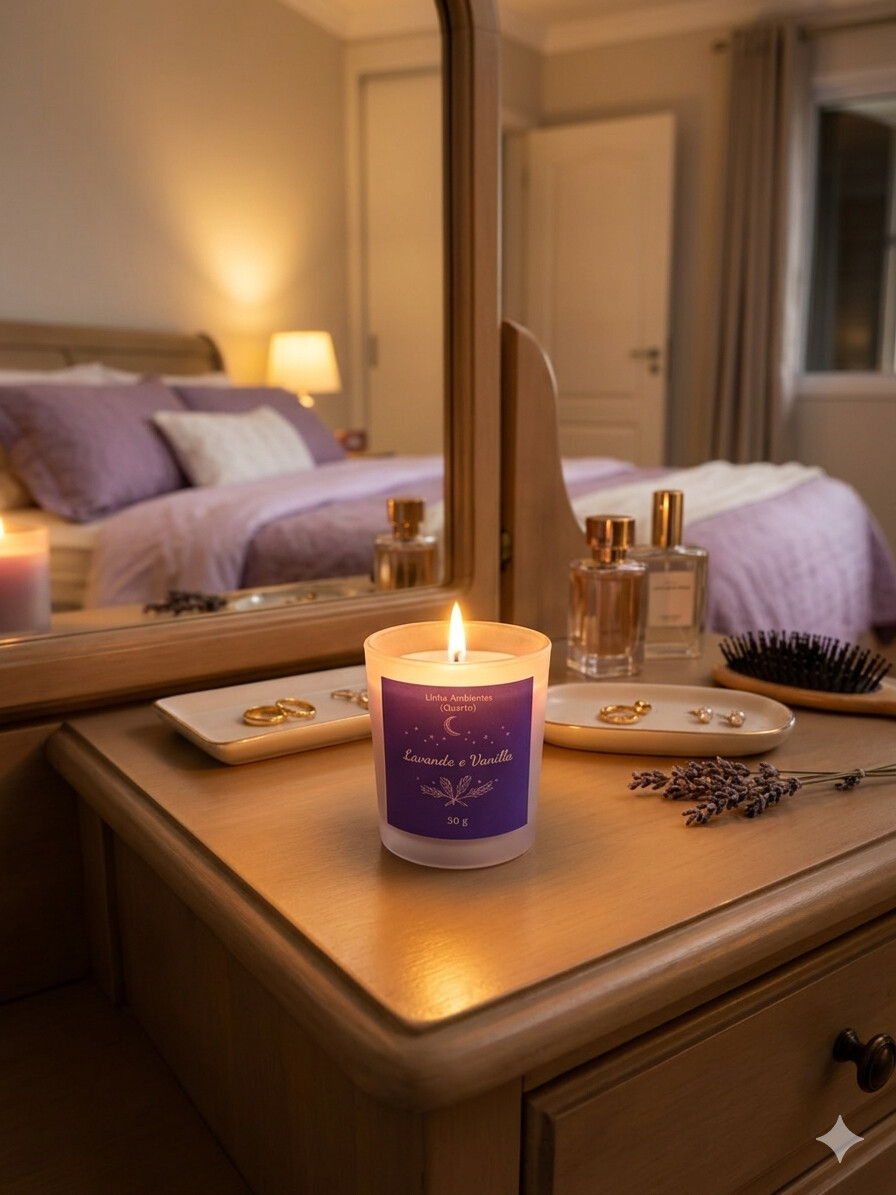 Vela Aromática Artesanal de Cera de Coco Lavanda e Baunilha Lil?