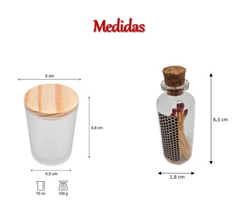 Kit 3 Velas Aromáticas Artesanais de Cera de Coco, Porta-fósfor
