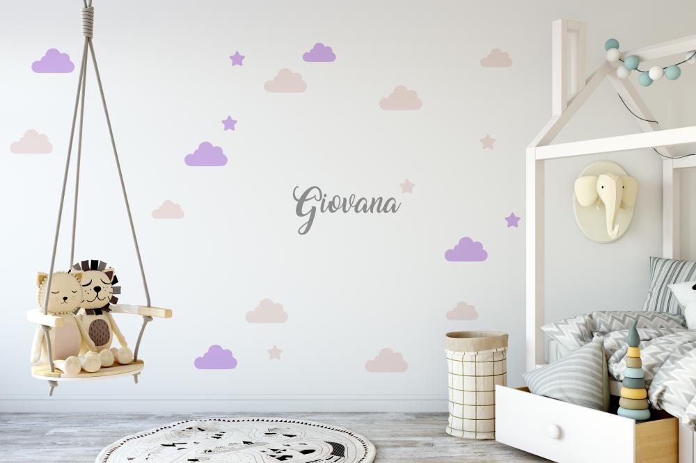 Adesivos de parede nuvem estrela personalizado recortes decorativ