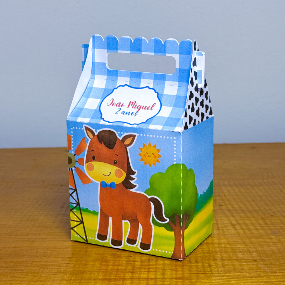 Kit 20 Caixinhas Personalizadas Fazendinha Azul - NÃO ACOMPANHA