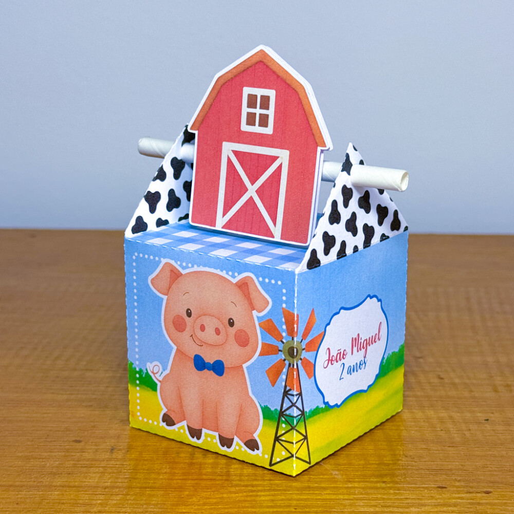 Kit 20 Caixinhas Personalizadas Fazendinha Azul - NÃO ACOMPANHA