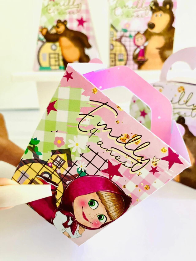 Kit Festa Masha e o Urso Personalizados Lembrancinhas 40pçs
