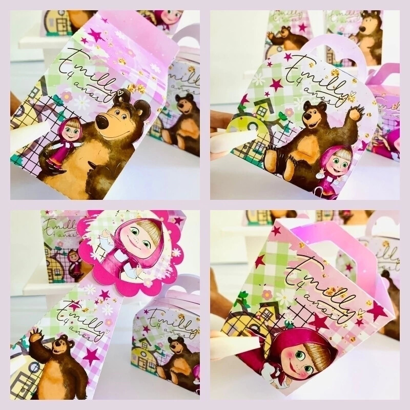 Kit Festa Masha e o Urso Personalizados Lembrancinhas 40pçs