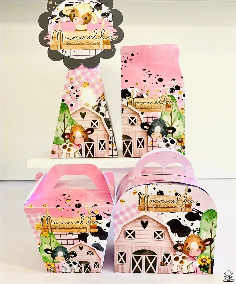 Kit Festa Fazendinha Rosa Personalizados Lembrancinhas 40pçs