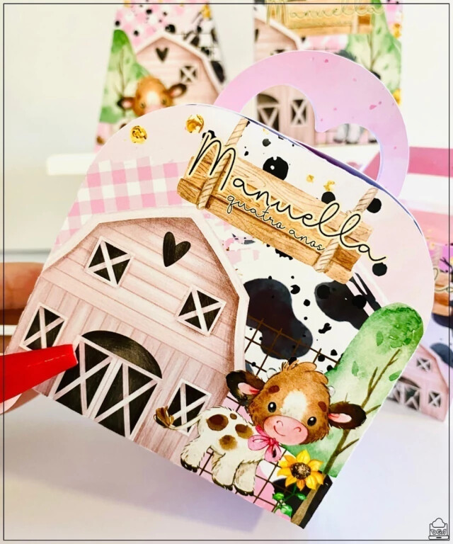 Kit Festa Fazendinha Rosa Personalizados Lembrancinhas 40pçs