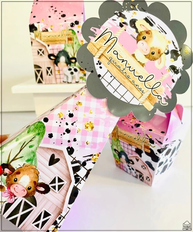 Kit Festa Fazendinha Rosa Personalizados Lembrancinhas 40pçs