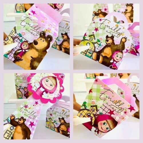 Kit Festa Masha e o Urso Personalizados Lembrancinhas 40pçs