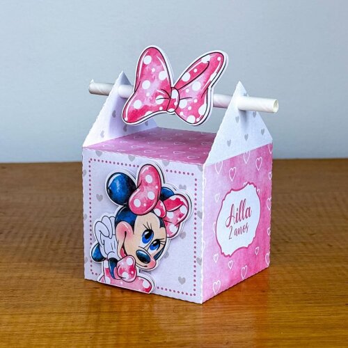 Kit 20 Caixinhas Personalizadas Minnie Rosa - NÃO ACOMPANHA LAÇ